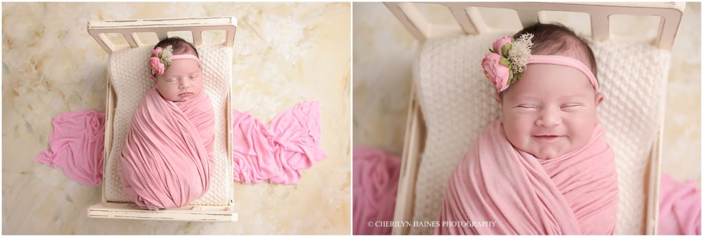 smiling newborn portraits in baton rouge