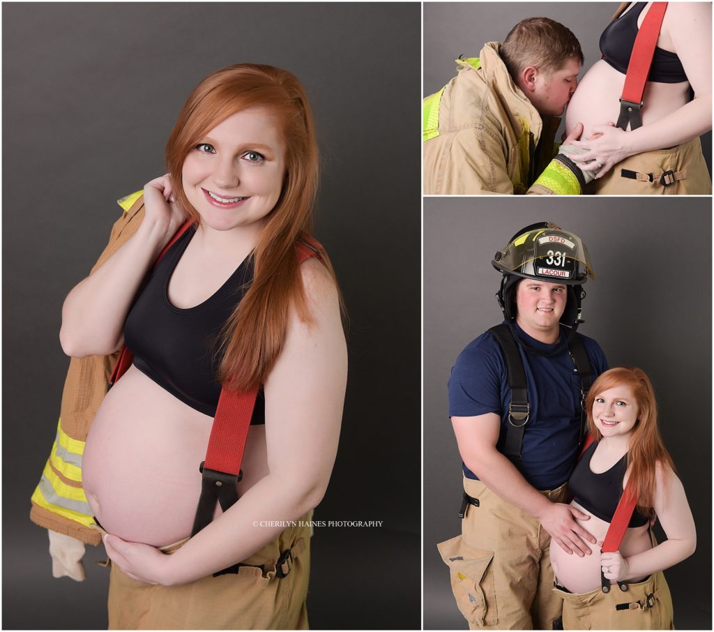 fireman themed maternity portrait session