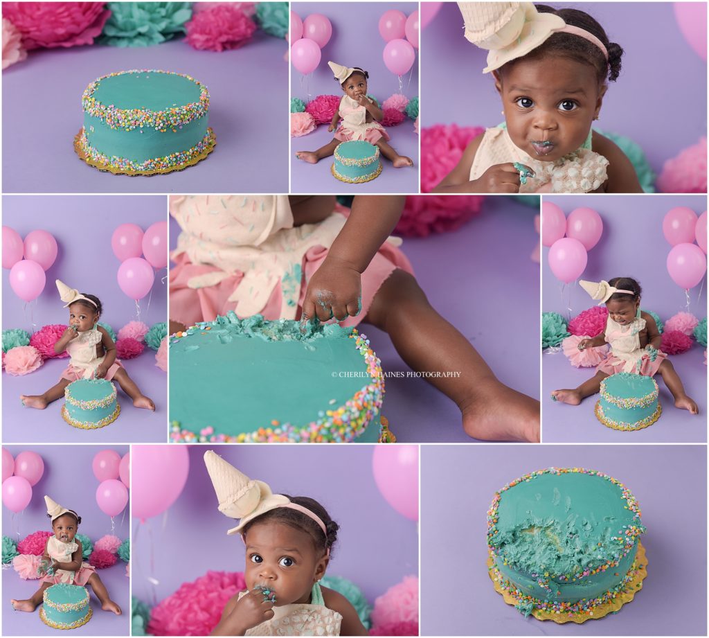 ice cream themed cake smash session in baton rouge, louisiana
