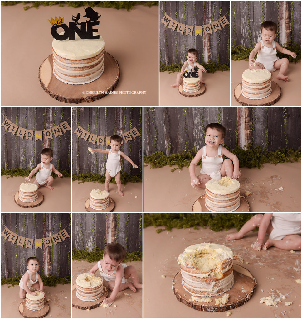 wild one themed cake smash session in Baton Rouge, Louisiana with Cherilyn haines photography