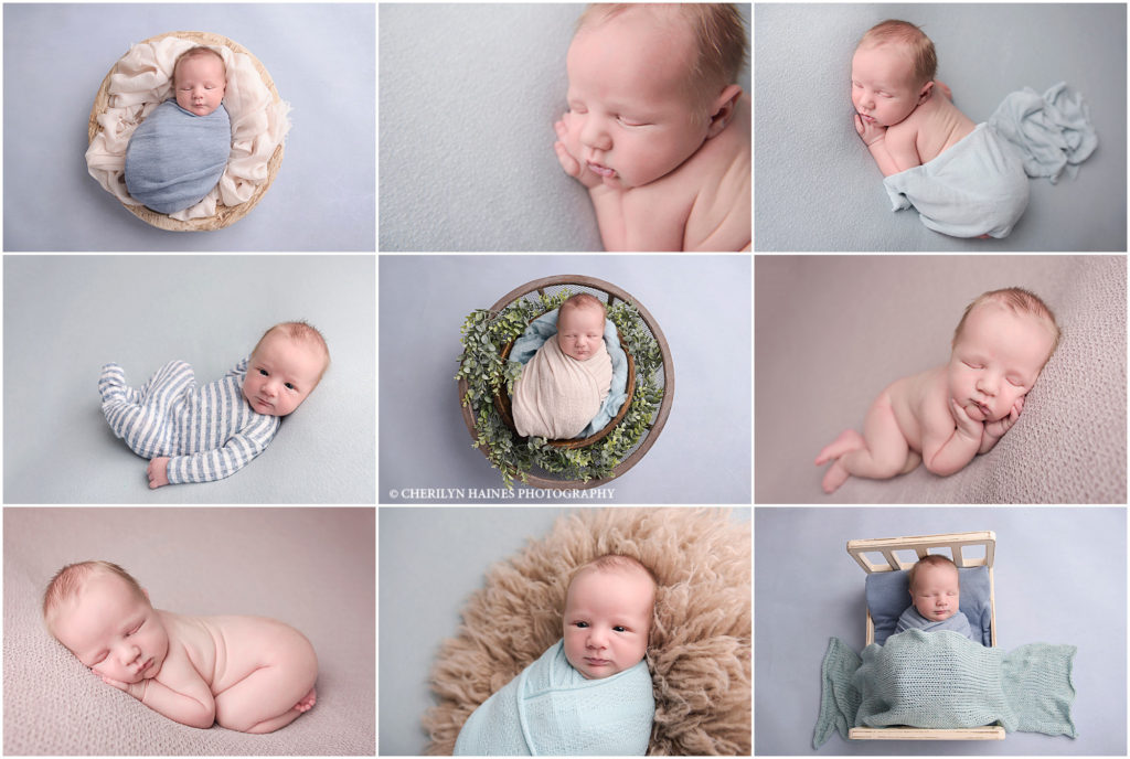 cherilyn haines photography; blue and tan themed newborn portrait session in baton rouge, louisiana