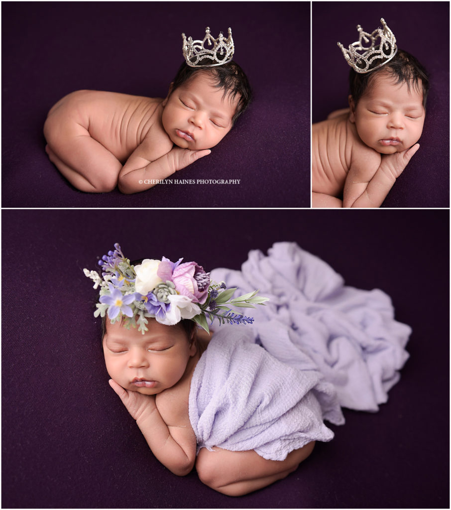 cherilyn haines photography; 9 day old newborn baby photographed with tiara