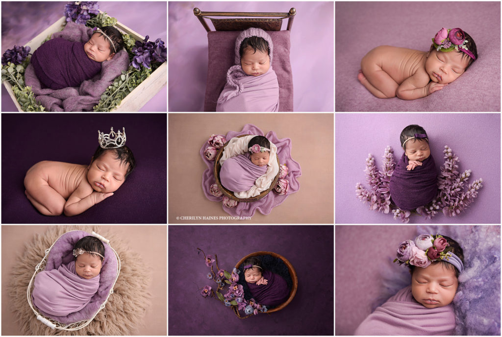 Cherilyn haines photography; purple themed newborn portrait session