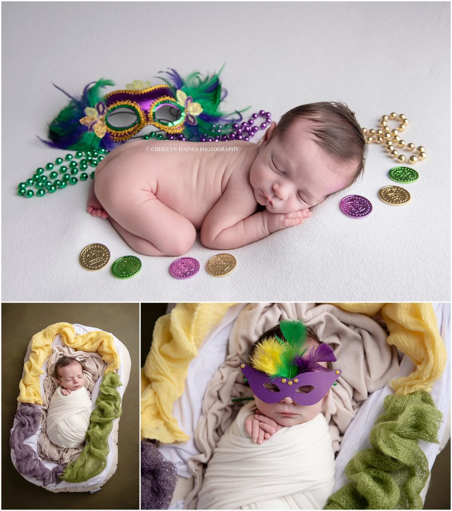 mardi gras themed newborn session