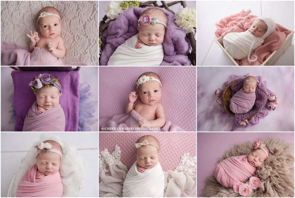 pink and purple newborn portrait session in baton rouge, louisiana photographed by cherilyn haines photography