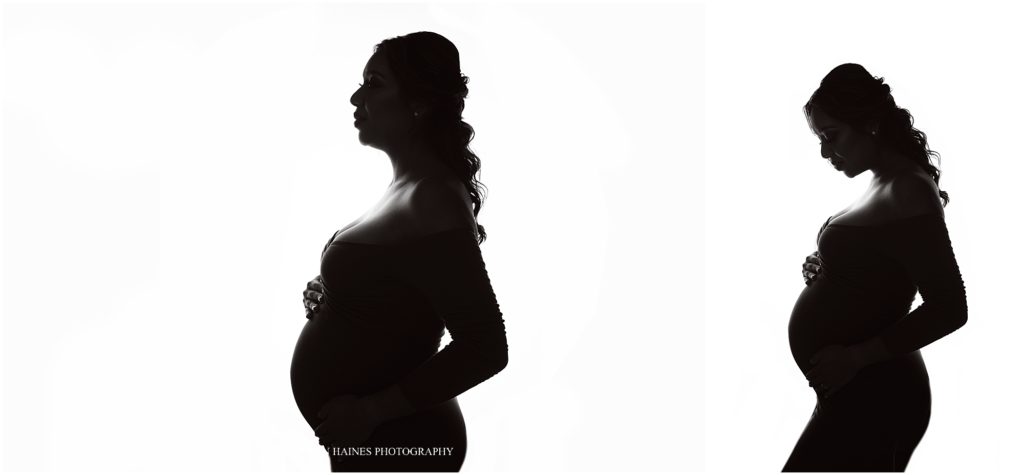 black and white silhouette maternity portraits