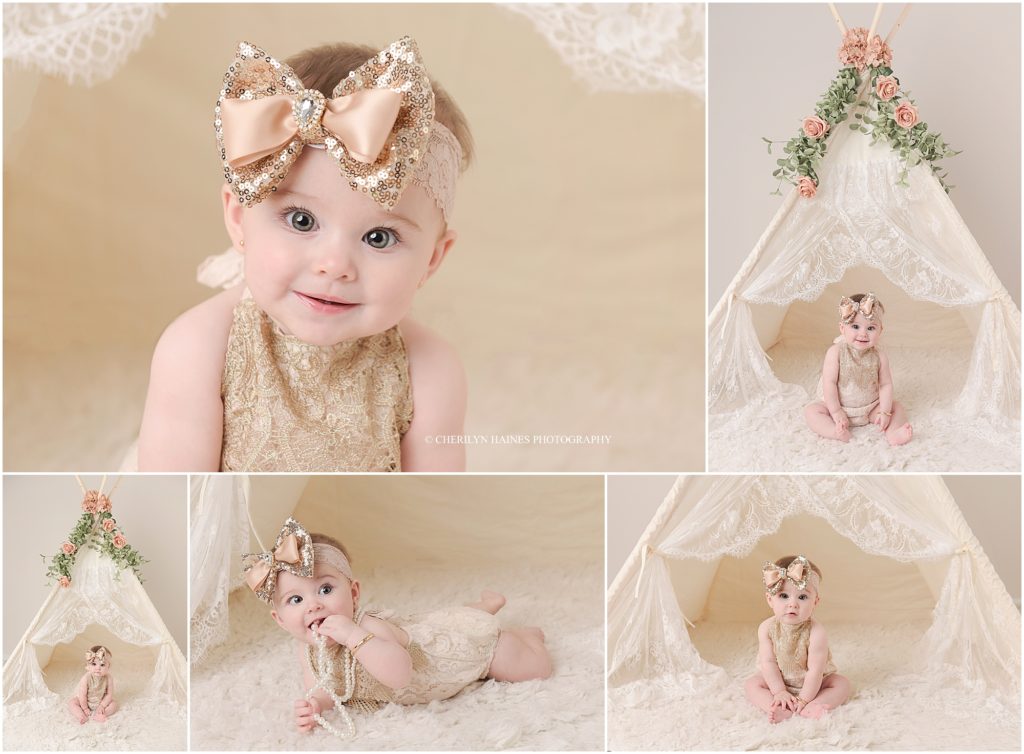 6 month session with lace teepee