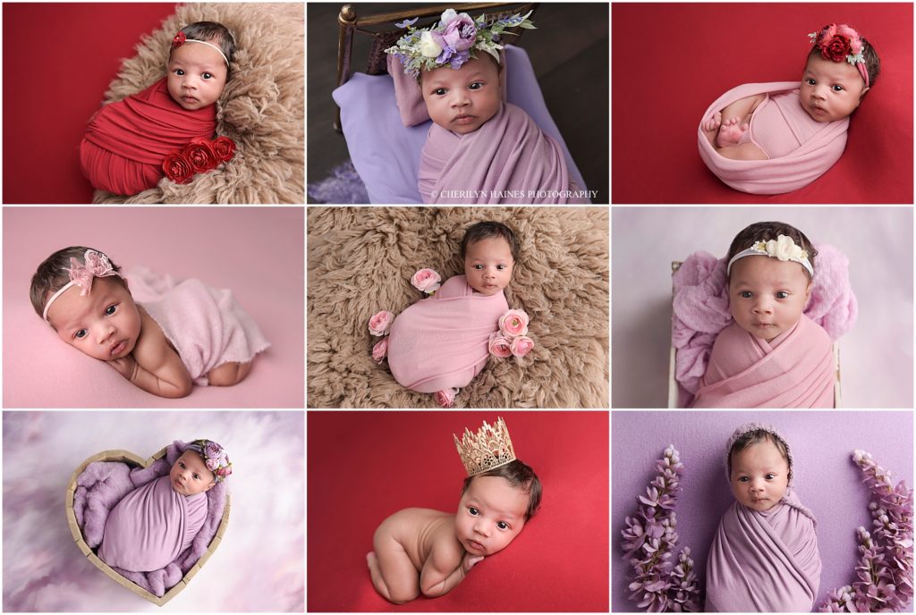 red, purple, and pink themed newborn portrait session in baton rouge, louisiana by cherilyn haines photography